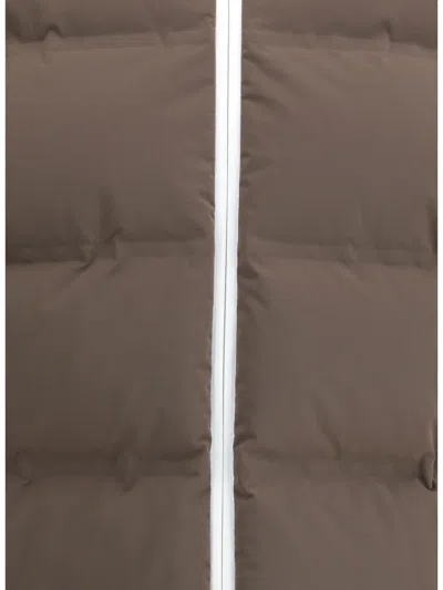 Brunello Cucinelli Nylon Down Jacket In Brown