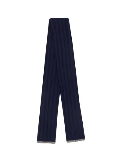 Brunello Cucinelli Blue Cashmere Scarf In Blue