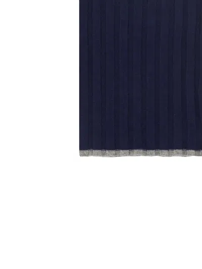 Brunello Cucinelli Blue Cashmere Scarf In Blue