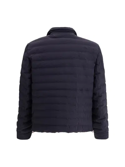 Brunello Cucinelli Dark Blue Nylon Short Jacket In Blue