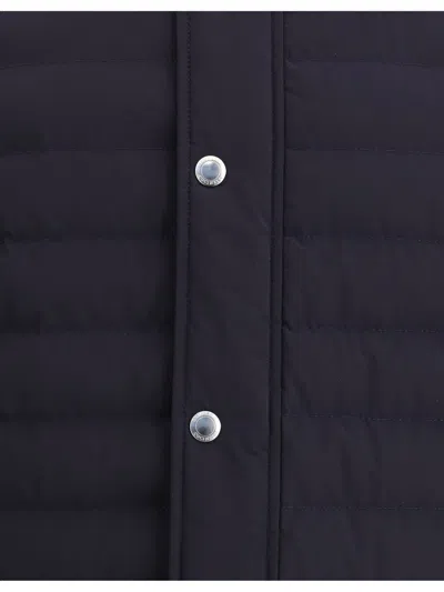 Brunello Cucinelli Dark Blue Nylon Short Jacket In Blue