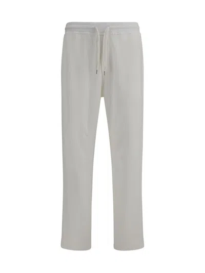 Brunello Cucinelli Men White Linen And Cotton Leisure Fit Trousers