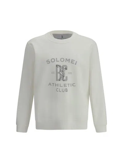 Brunello Cucinelli Maxi Print Sweatshirt In White