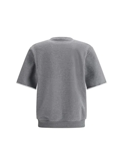 Brunello Cucinelli Versatile Short-sleeve Graphic Sweatshirt In Gray