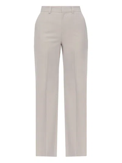 Victoria Beckham Tailored Beige Trousers With Front Fastening In Gray