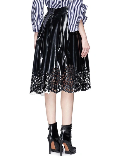 Shop Marc Jacobs Floral Lasercut Hem Pu Laminated Skirt