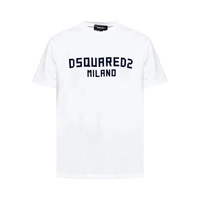 Dsquared2 White Crewneck T-shirt With Logo Lettering On The Front