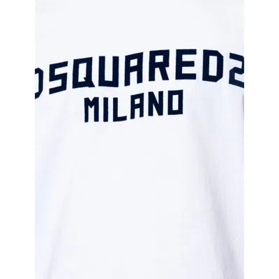 Dsquared2 White Crewneck T-shirt With Logo Lettering On The Front