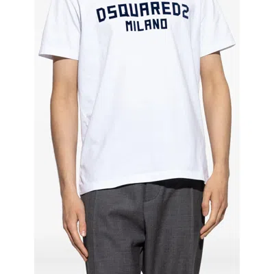 Dsquared2 White Crewneck T-shirt With Logo Lettering On The Front