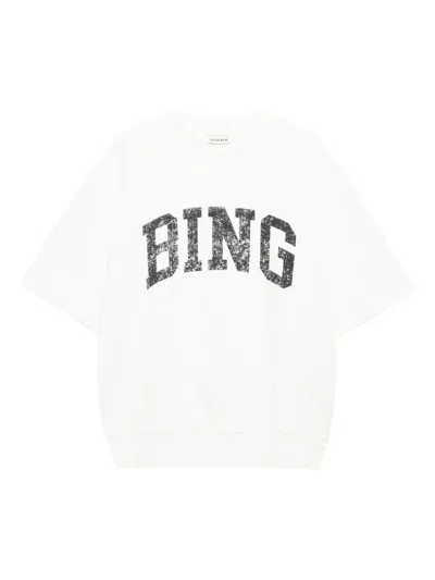 Anine Bing Short-sleeve Pullover In Soft French Terry In White