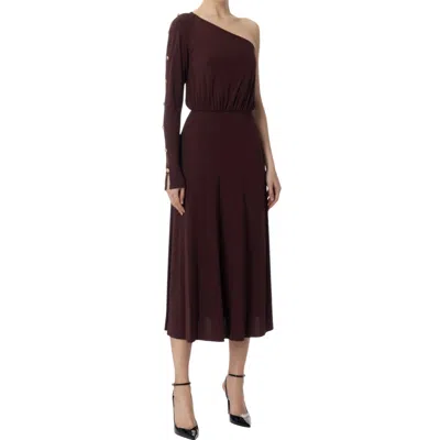 Elisabetta Franchi One-shoulder Dress In Jersey Fabric With Buttons