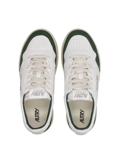 Autry Medalist Low White Leather And Suede Bottle Sneakers In White