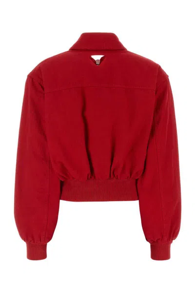 Prada Jackets With Long Sleeves And Ribbed Hem In Red