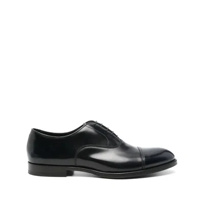 Doucal's High-shine Black Oxford Shoes With Lace-up Fastening In Black