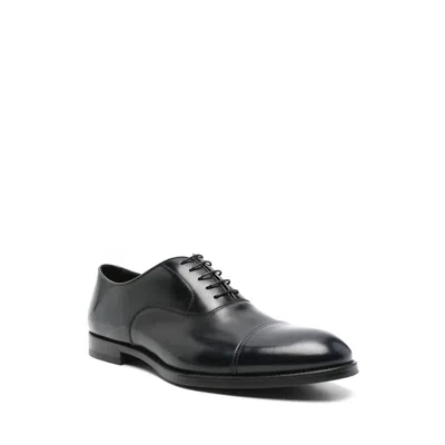 Doucal's High-shine Black Oxford Shoes With Lace-up Fastening In Black