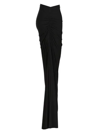 Alaïa Draped Maxi Viscose Skirt In Black