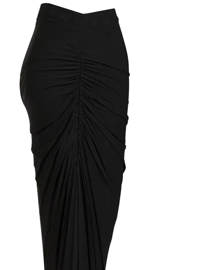 Alaïa Draped Maxi Viscose Skirt In Black