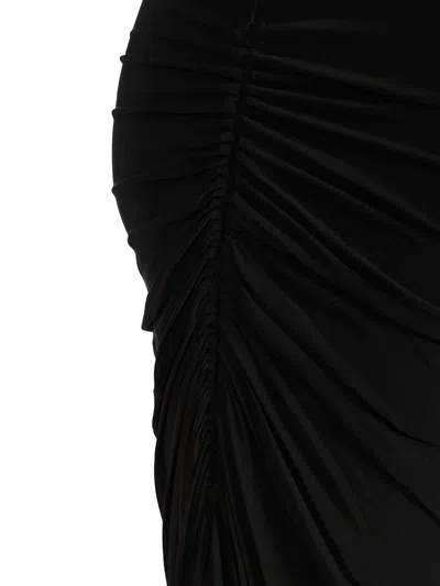 Alaïa Draped Maxi Viscose Skirt In Black