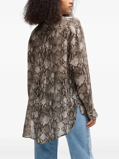Hugo Boss Oversize-fit Blouse In Python-print Crepe De Chine
