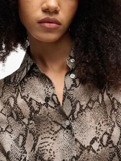 Hugo Boss Oversize-fit Blouse In Python-print Crepe De Chine