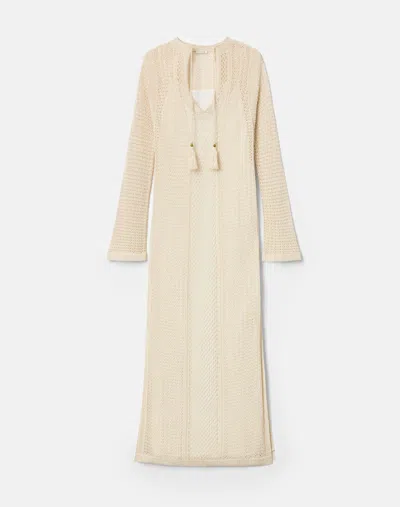 Lafayette 148 Ny Cotton Open Knit Tunic Maxi Dress In Neutral
