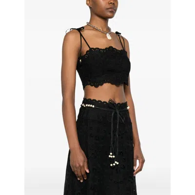 Zimmermann Rhiannon Embroidered Bodice Top In Black