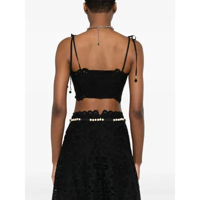 Zimmermann Rhiannon Embroidered Bodice Top In Black