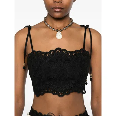 Zimmermann Rhiannon Embroidered Bodice Top In Black