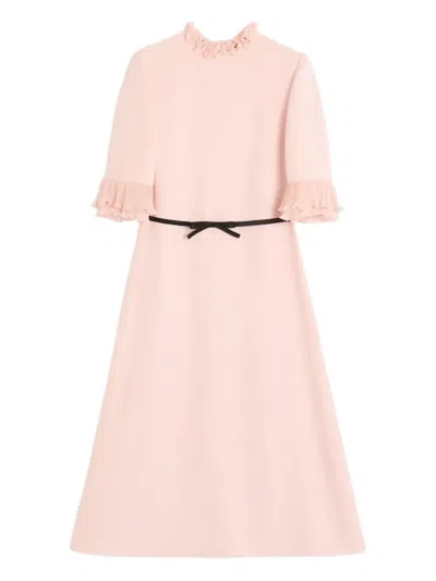 Valentino Cady Dress With Bow Detail And Ruffles In Pink