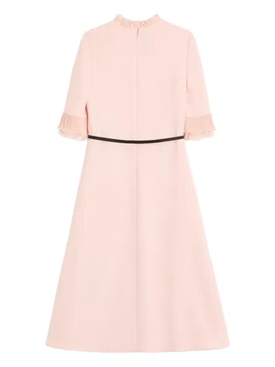 Valentino Cady Dress With Bow Detail And Ruffles In Pink
