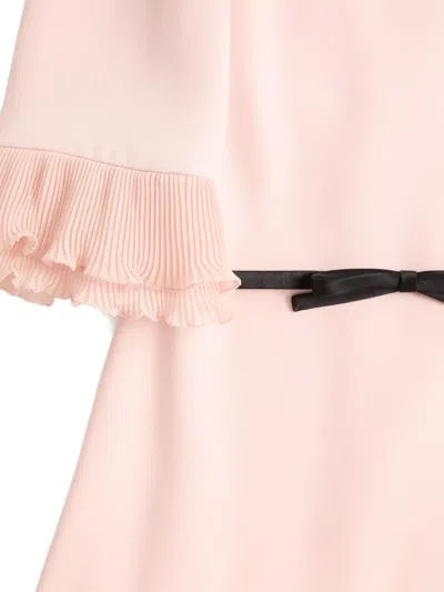 Valentino Cady Dress With Bow Detail And Ruffles In Pink
