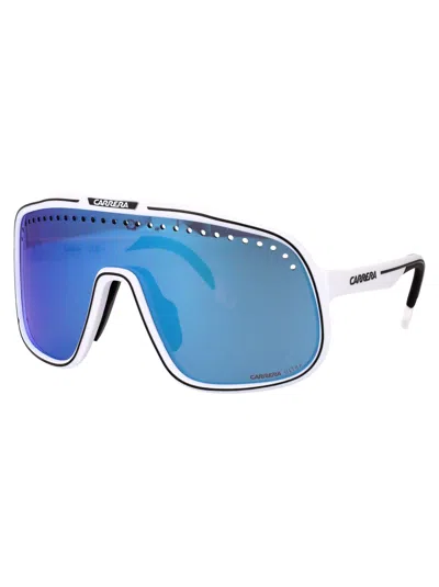 Carrera Matte White Injectate Sunglasses In Blue
