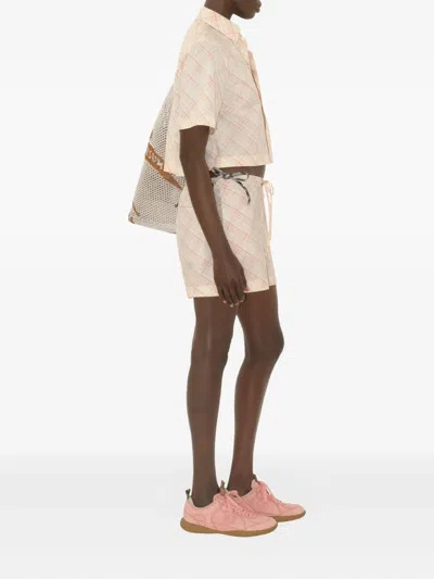Burberry Check Short-sleeve Crop Button-down Shirt
