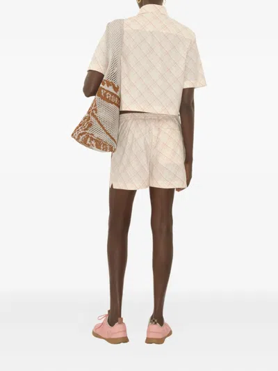 Burberry Check Short-sleeve Crop Button-down Shirt