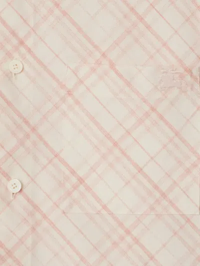 Burberry Check Short-sleeve Crop Button-down Shirt