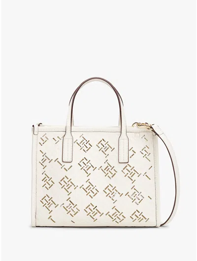 Tommy Hilfiger City Th Cut-out Pattern Tote Bag In White