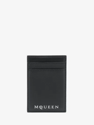 Alexander Mcqueen Alexander Mc Queen Magnetic Card Holder With Logo In Black