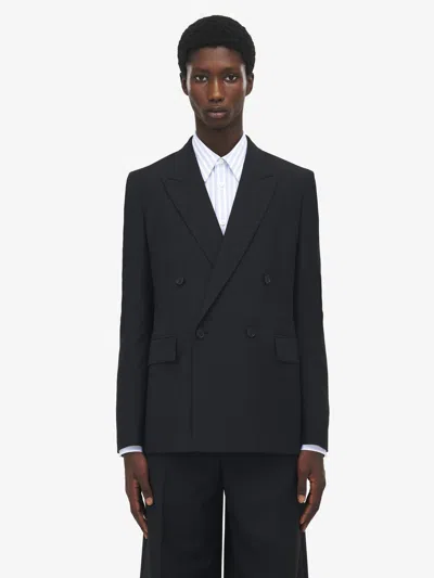 Alexander Mcqueen Single-breasted Wool Grain-de-poudre Suit Jacket In Black