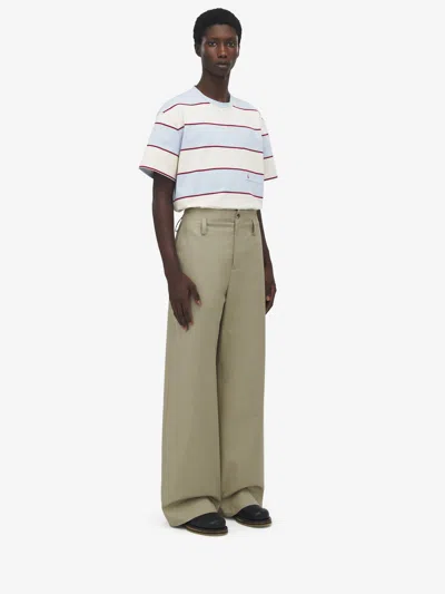 Alexander Mcqueen Wide-leg Cotton Chino Pants In Green