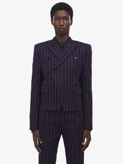Alexander Mcqueen Boat Stripe Cropped Jacket In Brown