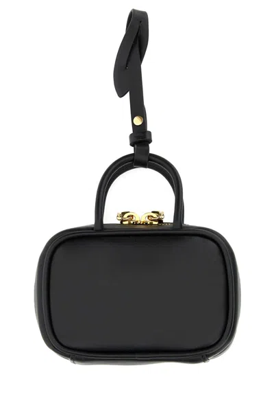 Miu Miu Micro Beau Leather Top Handle Bag Charm In Black