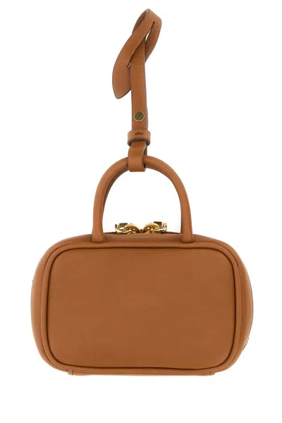 Miu Miu Camel Leather Beau Keyring Necessaire In Brown