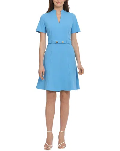 Maggy London Belted A-line Dress In Blue