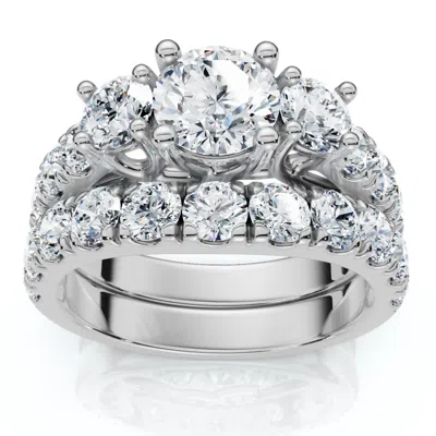 Pompeii3 2ct Tw 3-stone Diamond Engagement Wedding Ring Set 14k Gold Or Pt Lab Grown