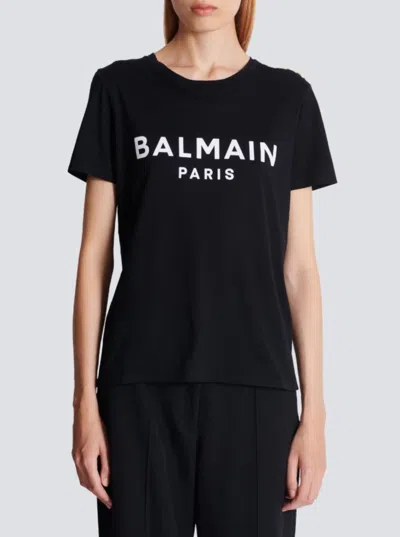 Balmain T -shirt Paris Logo Print Black