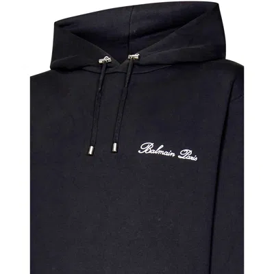 Balmain Signature Hooded Sweatshirt In Black