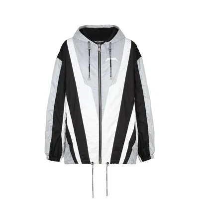 Balmain Color Block Patterned Multicuts Nylon Windbreaker