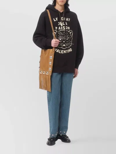 Valentino Jersey Felpa Le Chat De La Maison In Black
