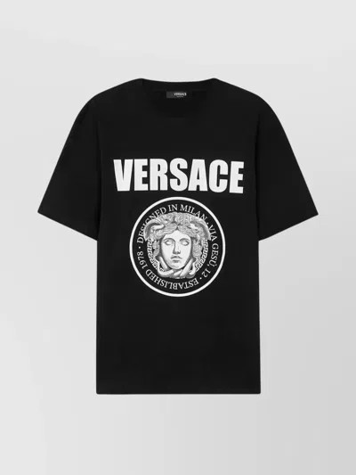 Versace T-shirt With Logo In Black