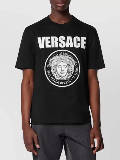 Versace T-shirt With Logo In Black